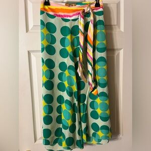 Voom by Joy Han Green and Yellow Wide Leg Crop Pant